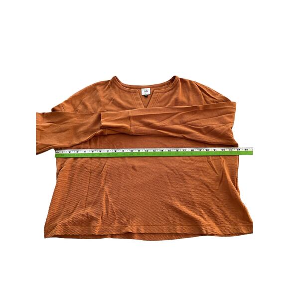 Cabi V Neck Textured Long Sleeve Henley Shirt Relaxed Fit Cuffed Sleeve Size L - Picture 2 of 6